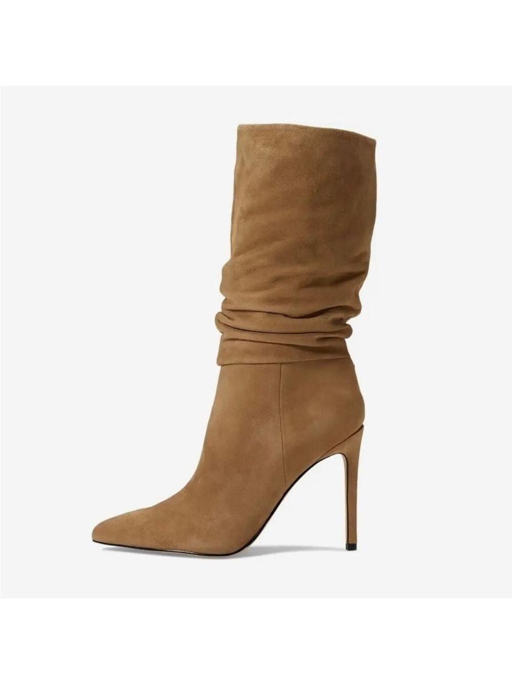NIB Marc Fisher Romy Slouched Pointed Toe High Heel Boots in Medium Natural